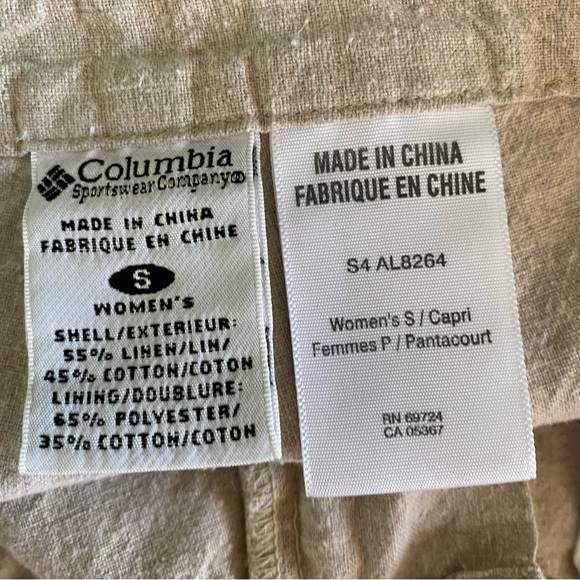 COLUMBIA Women’s Wide Leg Linen Blend Drawstring Capri Pants Size Small - Picture 6 of 7